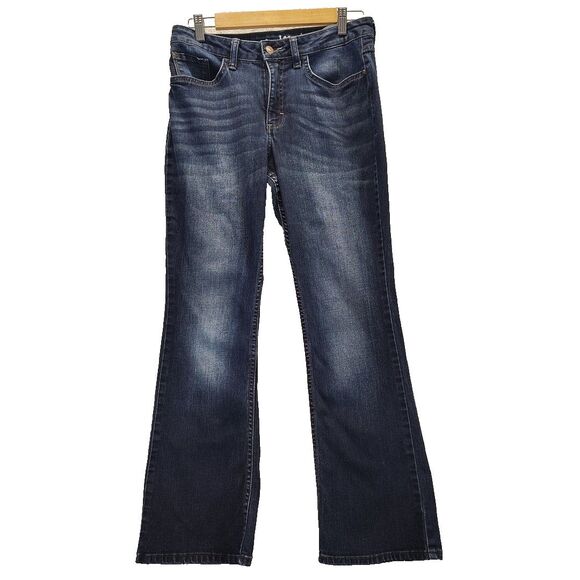 Riders by Lee Women Midrise Bootcut Jeans Size 10 Petite Dark Blue Denim Stretch - Picture 1 of 11